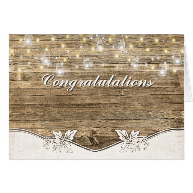 Barn Wedding Lights On Wood Cards (Front Horizontal)