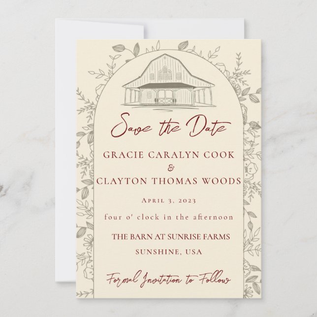 Barn Wedding Save The Dates  Invitation (Front)