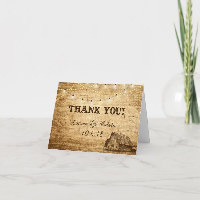Barn Wedding Thank You Card for Country Wedding (Front)