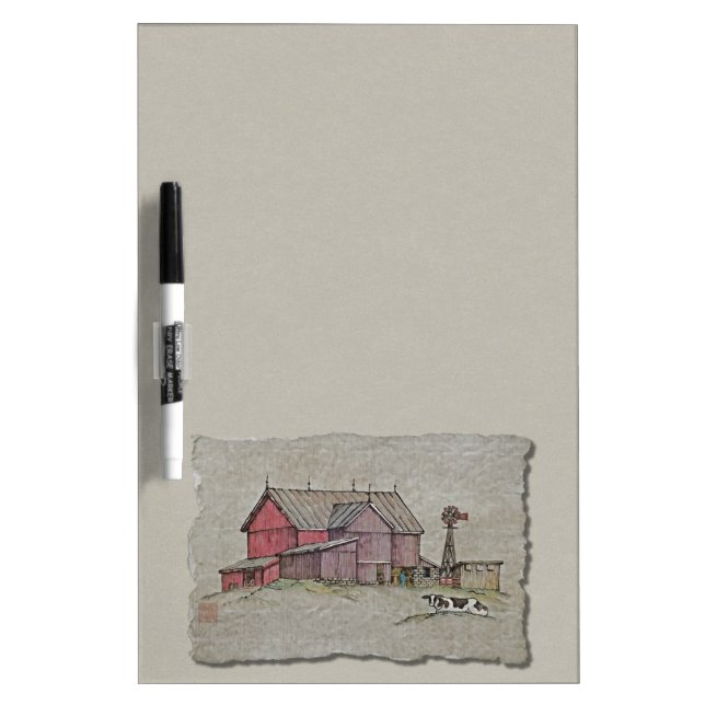 Barn Windmill & Cow Dry-Erase Board (Front)