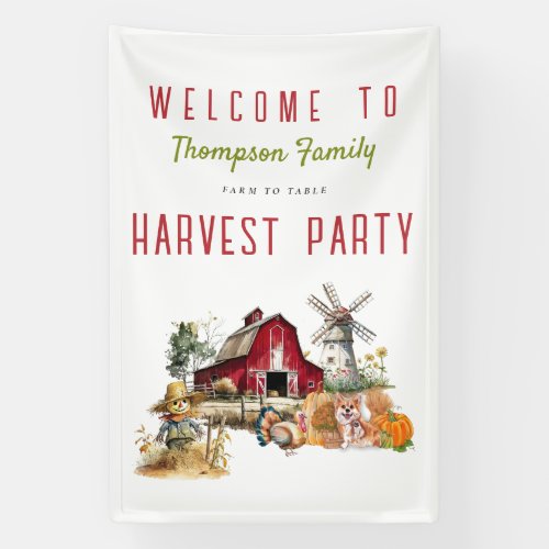 Barn Windmill Fall Harvest Party Thanksgiving  Banner