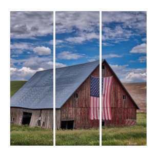 Barn with American Flag Colfax, Washington Triptych
