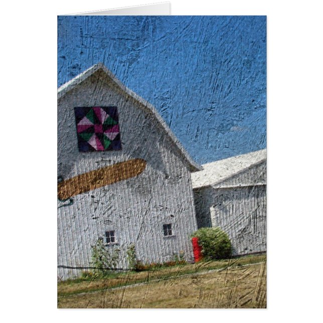 Barn With Corn and a Barn Quilt Cards (Front)