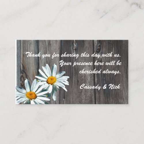 Barn Wood and Daisies Seating Cards
