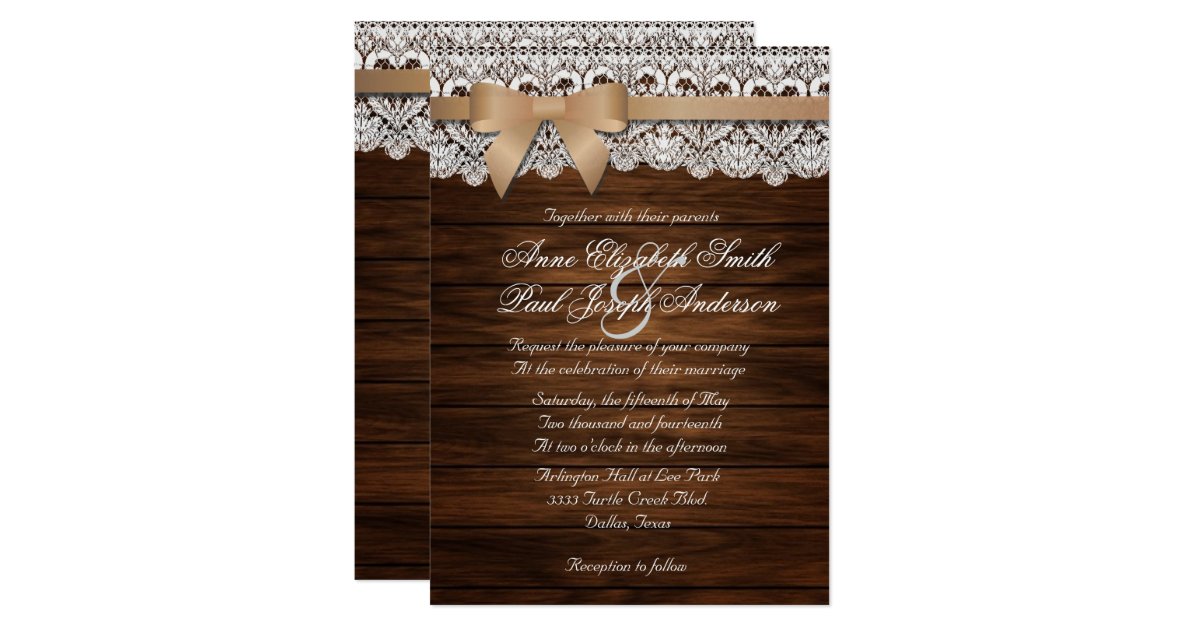 Barnwood And Lace Wedding Invitations 5
