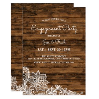 Barn Wood and Lace Engagement Party Invitation