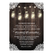 Barn Wood and Lace Mason Jar Wedding Invitations