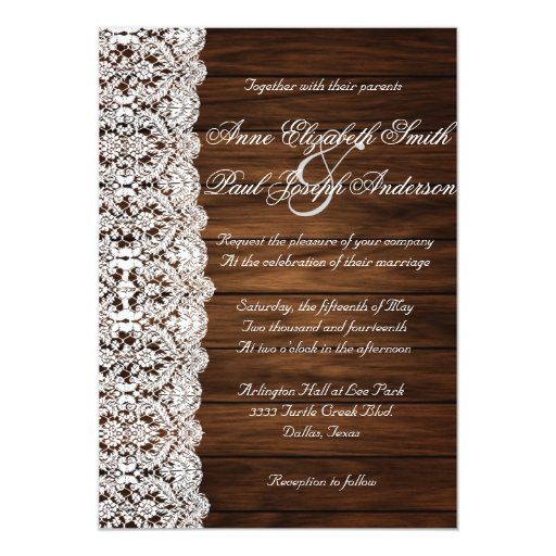 Barnwood And Lace Wedding Invitations 2