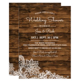 Barn Wood and Lace Wedding Shower Invitation