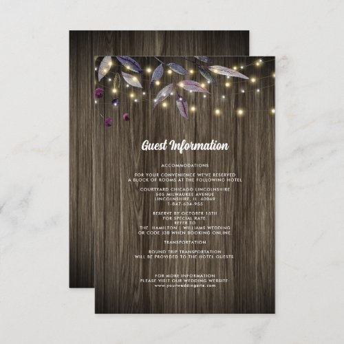 Barn Wood  Autumn Branches Wedding Details Card