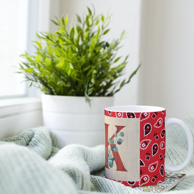 Barn Wood & Bandana Letter K  Giant Coffee Mug (Creator Uploaded)