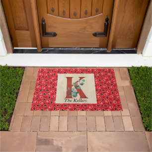 Barn Wood & Bandana Letter K Personalized Doormat