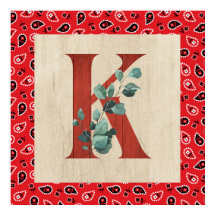 Barn Wood & Bandana Letter K 