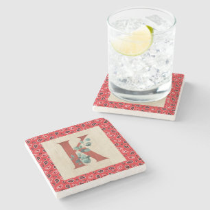 Barn Wood & Bandana Letter K Stone Coaster