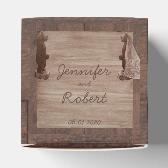 Barn Wood Bears Country Wedding Favor Box (Top)