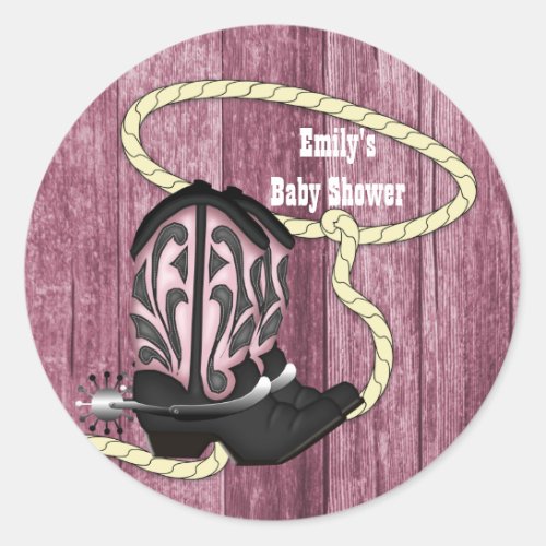 Barn Wood Black Pink Cowboy Boots Cowgirl Stickers