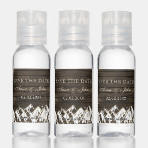 Barn wood Camping Rustic Mountains Save the Date Hand Sanitizer