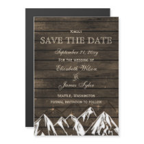 Barn wood Camping Rustic Mountains Save the Date Magnetic Invitation