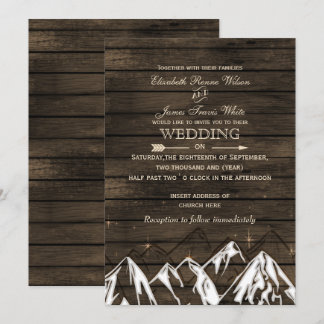 Barn wood Camping Rustic Mountains Wedding Invitation
