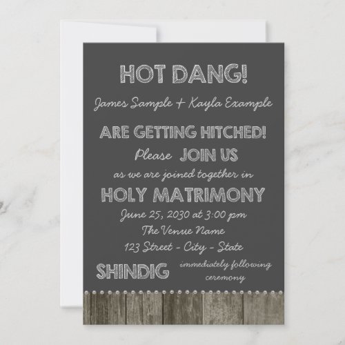 Barn Wood Chalkboard Redneck Wedding Custom Announcement