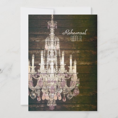 Barn Wood Chandelier Wedding Rehearsal Dinner Invitation