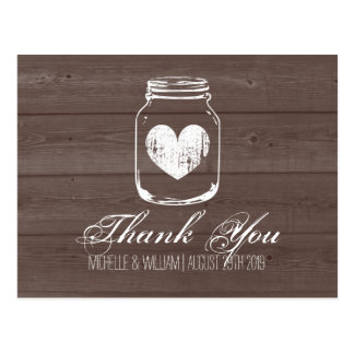 Barn wood country chic mason jar thank you cards