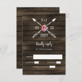 Barn wood country chic wedding invitation rsvp (Front/Back)