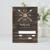 Barn wood country chic wedding invitation rsvp (Standing Front)