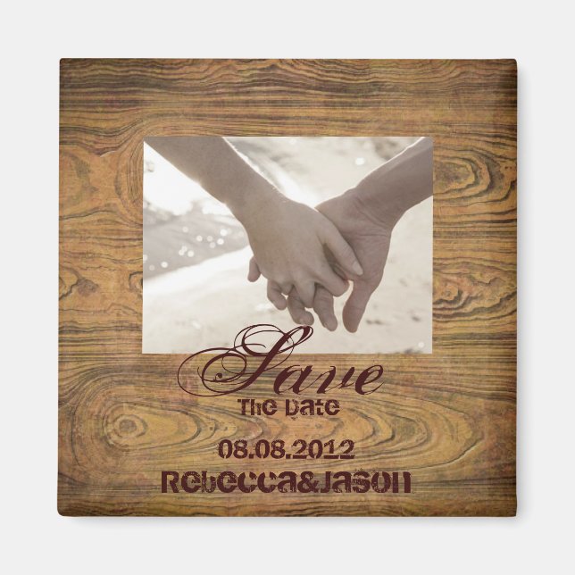 Barn wood Country cowboy Wedding save the date Magnet (Front)