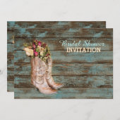 barn wood cowboy boots western bridal shower invitation (Front/Back)