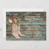barn wood cowboy boots western bridal shower invitation (Back)