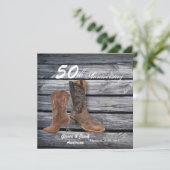 barn wood cowboy Western 50th wedding anniversary Invitation (Standing Front)
