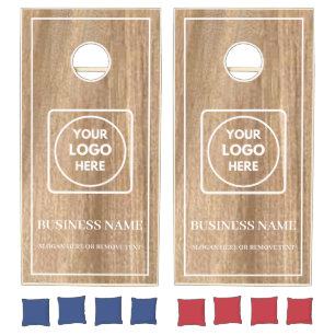 Barn Wood Custom Logo Company Branding Cornhole Set