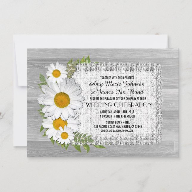Barn wood daisy rustic wedding invitations daisy2 (Front)