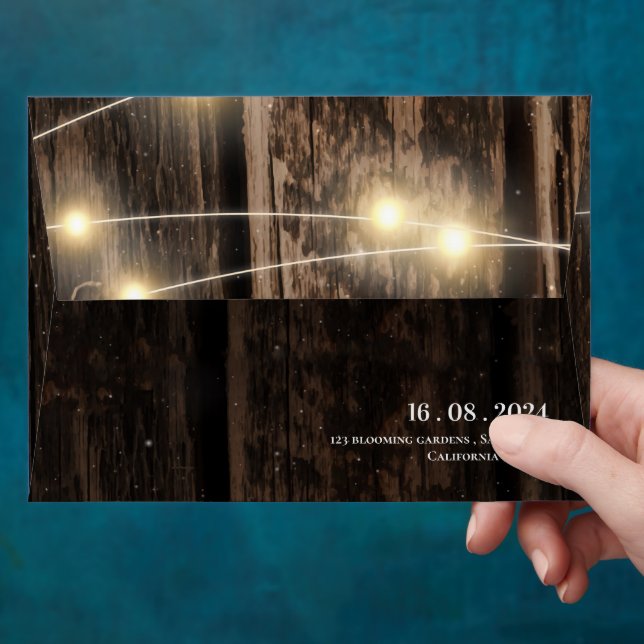 Barn Wood Elegant Script Rustic Country Wedding Envelope (Hand)