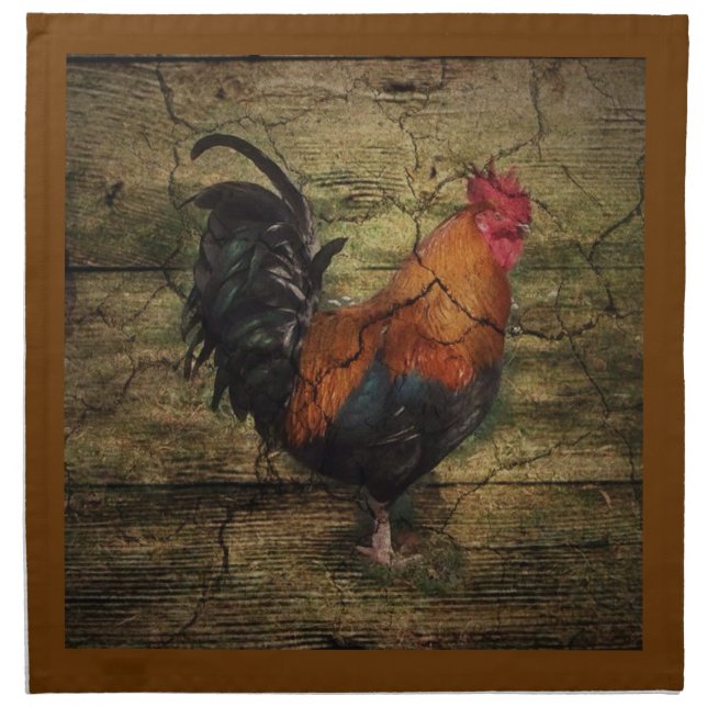 Barn Wood Farm Chicken french country rooster Cloth Napkin (Front)