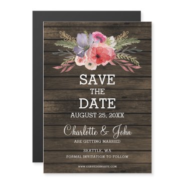 barn wood floral rustic country save the date magnetic invitation