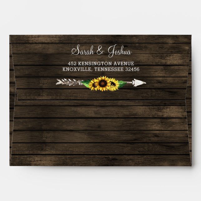 barn wood floral sunflowers rustic country chic envelope (Back (Top Flap))