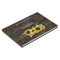 barn wood floral sunflowers rustic wedding guest book