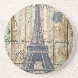Barn Wood French Country Paris Eiffel Tower Drink Coaster