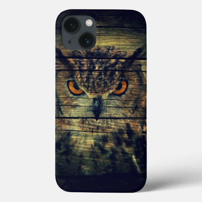 Barn Wood Gothic wild bird Spooky hoot owl Case-Mate iPhone Case (Back)