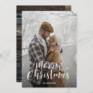 Barn Wood Hand Lettered Snow Photo Christmas Cards