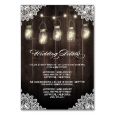 Barn Wood Lace Mason Jar Wedding Enclosure Cards