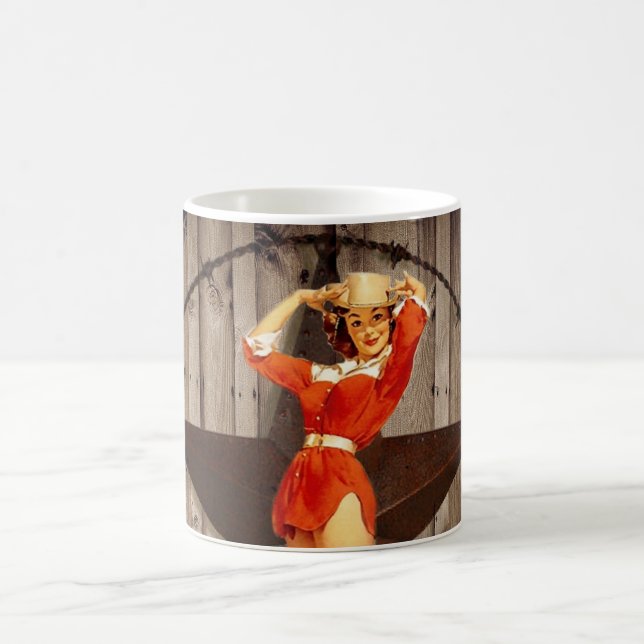 Barn wood Lone Star western country Cowgirl Coffee Mug (Center)