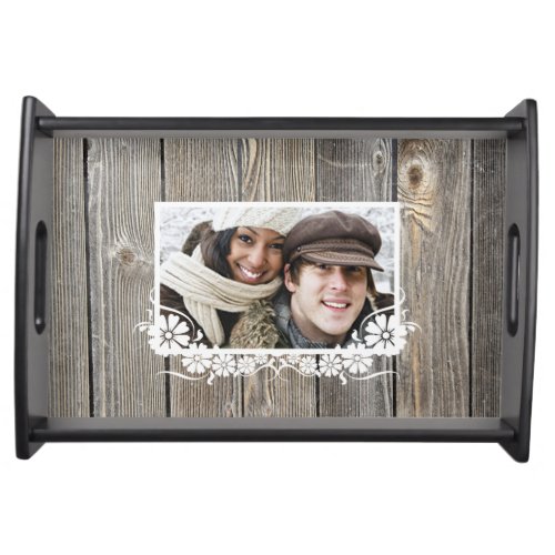 Barn Wood Look Custom Photo Serving Tray