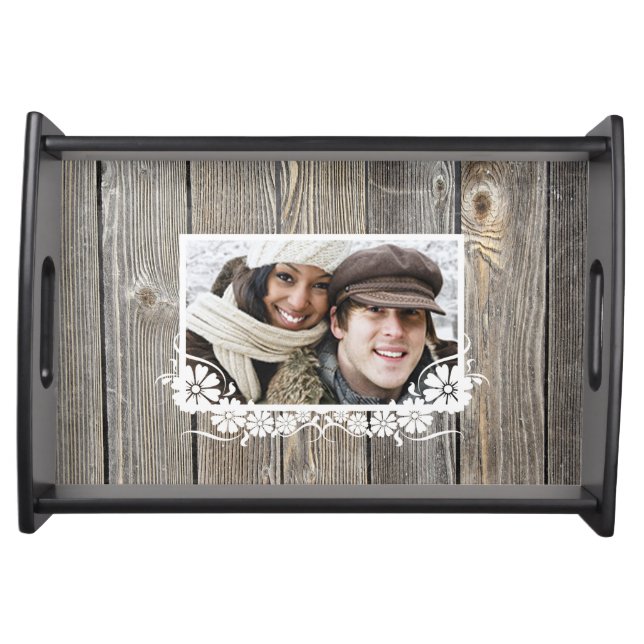 Barn Wood Look Custom Photo Serving Tray (Front)