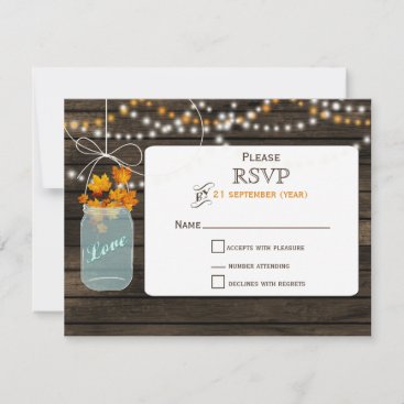 Barn wood mason jar fall wedding RSVP