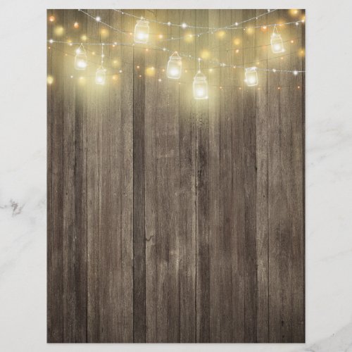 Barn Wood  Mason Jar Lights Scrapbook Paper