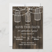 Barn wood mason jars save the date magnetic invitation (Front)