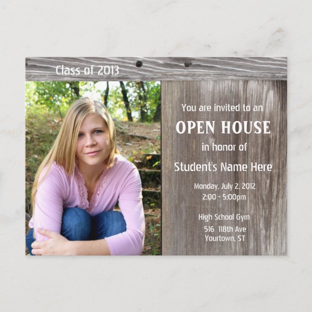 Barn Wood Open house invitation postcard (Front)